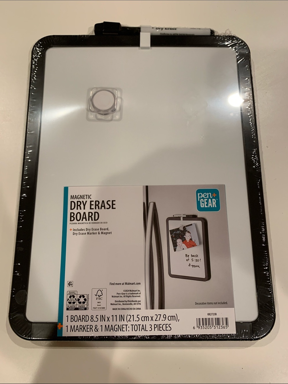 Pen+Gear Magnetic Dry Erase Board - White with Black Frame NWT